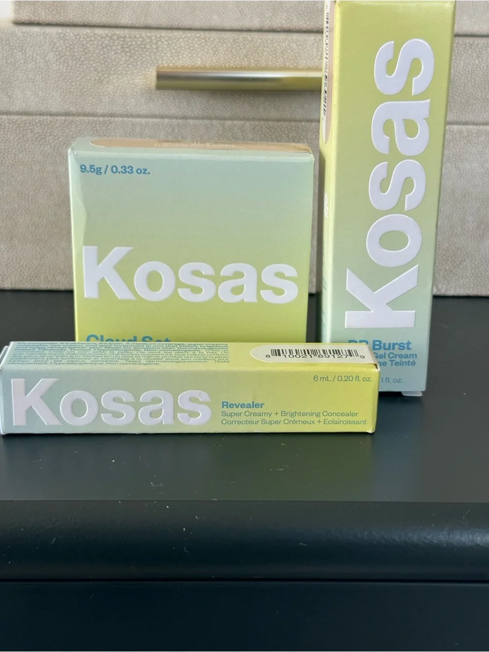 Kosas Makeup Setting Powder & Spray Trio - Mint Green Gradient Packaging